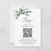 Rustikale Sage QR Code Grüne Hochzeit RSVP Karte (Vorderseite)