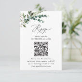 Rustikale Sage QR Code Grüne Hochzeit RSVP Karte (Stehend Vorderseite)
