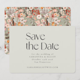 Rustikale Sage Taupe floral Boho Hochzeit Custom Save The Date