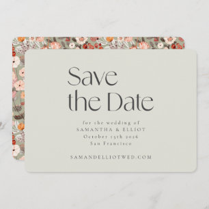 Rustikale Sage Taupe floral Boho Hochzeit Custom Save The Date