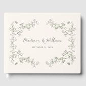 Rustikale Sage Vintage Blumenrahmen Hochzeit Gästebuch (Vorderseite)