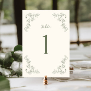 Rustikale Sage Vintage Blumenrahmen Hochzeit Tischnummer