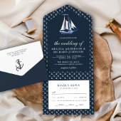 Rustikale Sailboat Nautical Navy Blue Wedding All In One Einladung
