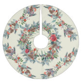 Rustikale saisonale Aquarellblüten Weihnachtselfen Polyester Weihnachtsbaumdecke (Vorderseite)