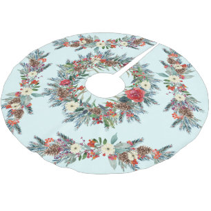 Rustikale saisonale Aquarellmalerei Weihnachtsminz Polyester Weihnachtsbaumdecke