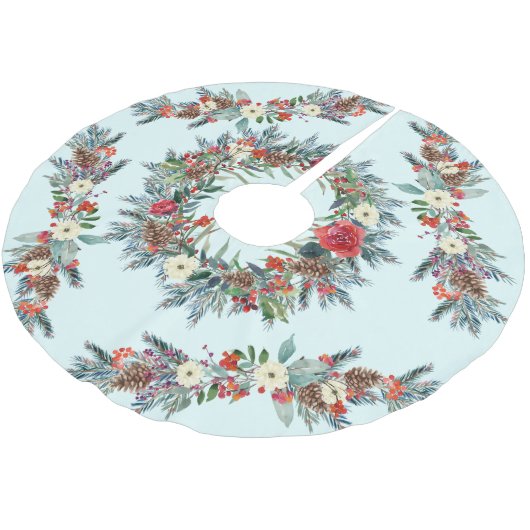 Rustikale saisonale Aquarellmalerei Weihnachtsminz Polyester Weihnachtsbaumdecke (Schrägansicht)