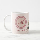Rustikale Saisonale Blumige Eigenes Monogramm Kaffeetasse (Links)