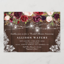 Rustikale Saitenleuchten Brautdusche Einladung