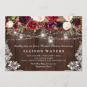 Rustikale Saitenleuchten Brautdusche Einladung