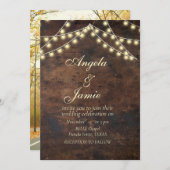 Rustikale Saitenleuchten elegant WEDING Einladung (Vorne/Hinten)