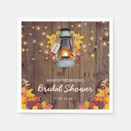 Rustikale Saitenleuchten Herbstlicht hinterlässt B Serviette (Vorderseite)