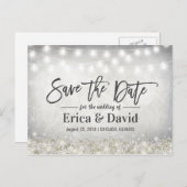 Rustikale Saitenleuchten mit Blumenmuster Save the Ankündigungspostkarte (Vorne/Hinten)