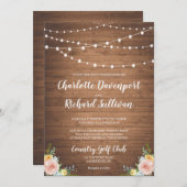 Rustikale Saitenlichter Blumenzwiebeleinladung Einladung (Vorne/Hinten)