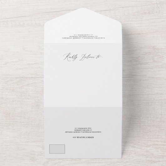 Rustikale Saitenlichter Braun-Holz Foto Hochzeit All In One Einladung (Außenbereich)