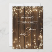 Rustikale Saitenlichter Details auf der hinteren H Einladung (Rückseite)