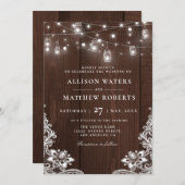 Rustikale Saitenlichter - Einladung zur Hochzeit (Vorne/Hinten)