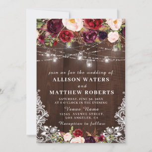 Rustikale Saitenlichter - Einladung zur Hochzeit