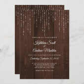 Rustikale Saitenlichter - Einladung zur Hochzeit (Vorne/Hinten)