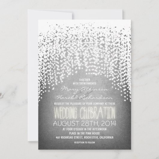 rustikale Saitenlichter Hochzeitseinladungen Einladung (Vorderseite)