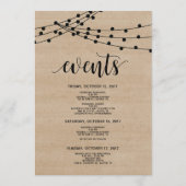 Rustikale Saitenlichter Hochzeitsempfang und Tour Programm (Rückseite)