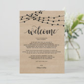 Rustikale Saitenlichter Hochzeitsempfang und Tour Programm (Stehend Vorderseite)