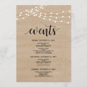 Rustikale Saitenlichter Hochzeitsempfang und Tour Programm (Rückseite)