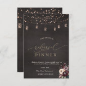 Rustikale Saitenlichter Rose Probe Abendessen Einladung (Vorne/Hinten)