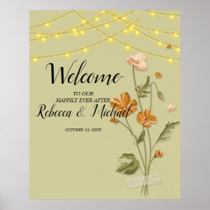 Rustikale Saitenlichter trendy floral Welcome Poster
