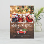 Rustikale Saitenlichter Weihnachtsbeleuchtung 4 Fo Feiertagskarte (Stehend Vorderseite)