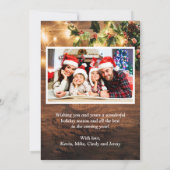 Rustikale Saitenlichter Weihnachtsbeleuchtung 4 Fo Feiertagskarte (Rückseite)