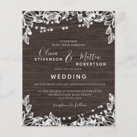 Rustikale Saitenlichter zum Hochzeitsempfang (Vorderseite)