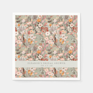 Rustikale Salbei-Taupe-Blumen-Boho-Braut-Shower-Ei Serviette