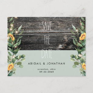 Rustikale Salbeiblatt-Sonnenblume Save-the-Date-Ka Postkarte