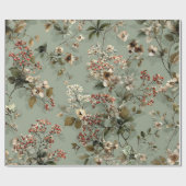 Rustikale Salbeigrüne Botanische Kräftige Vintage- Geschenkpapier (Flach)