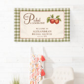 Rustikale Salbeigrüne Gingham-Apfel-Brautparty Banner (Insitu)