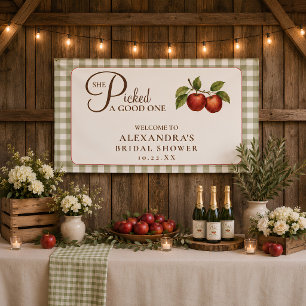Rustikale Salbeigrüne Gingham-Apfel-Brautparty Banner