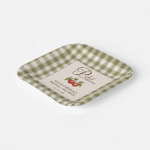 Rustikale Salbeigrüne Gingham-Apfel-Brautparty Pappteller (Gewinkelt)