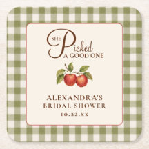 Rustikale Salbeigrüne Gingham-Apfel-Brautparty