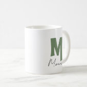 Rustikale Salbeigrüne Monogramm Buchstabe M Person Kaffeetasse (VorderseiteRechts)