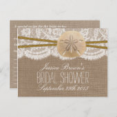 Rustikale Sand Dollar Beach Brautparty Rezept Card Einladungspostkarte (Vorne/Hinten)