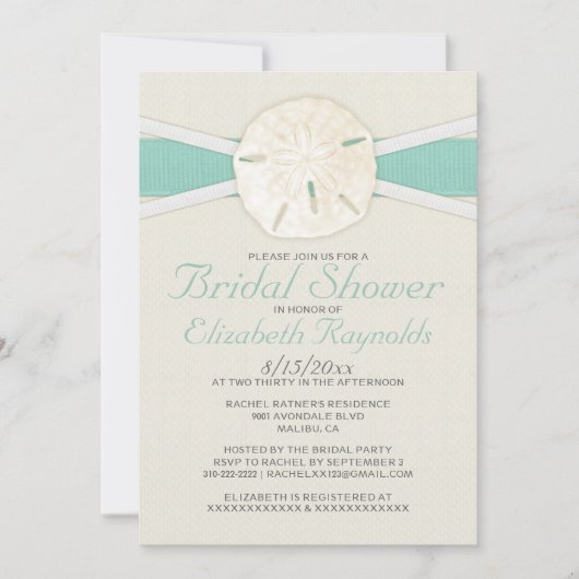 Rustikale Sand Dollar Bridal Dusche Einladungen (Vorderseite)