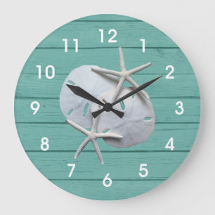 Rustikale Sand-Dollarstarfish-Wanduhr Große Wanduhr