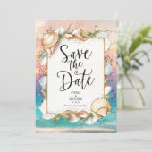 Rustikale Sandstrandhochzeit Save The Date (Stehend Vorderseite)