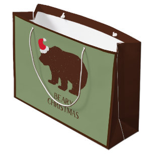 Rustikale Santa Bear Waldhütte Große Geschenktas Geschenktüte