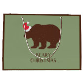 Rustikale Santa Bear Waldhütte Große Geschenktasch Geschenktüte (Rückseite)