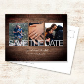 Rustikale Save the Date 3-Foto Collage Wedding Postkarte