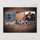 Rustikale Save the Date 3-Foto Collage Wedding Postkarte (Vorderseite)