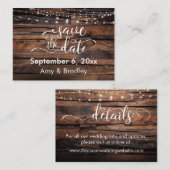 Rustikale Save the Date + Detailkarten Visitenkarte (Vorne/Hinten)
