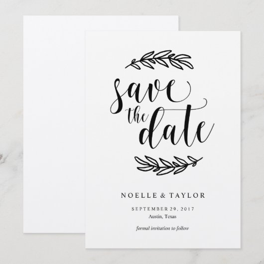 Rustikale Save the Date Einladung (Vorne/Hinten)