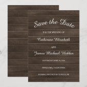 Rustikale Save the Date-Einladung, Holz-Hintergrun Date (Vorne/Hinten)